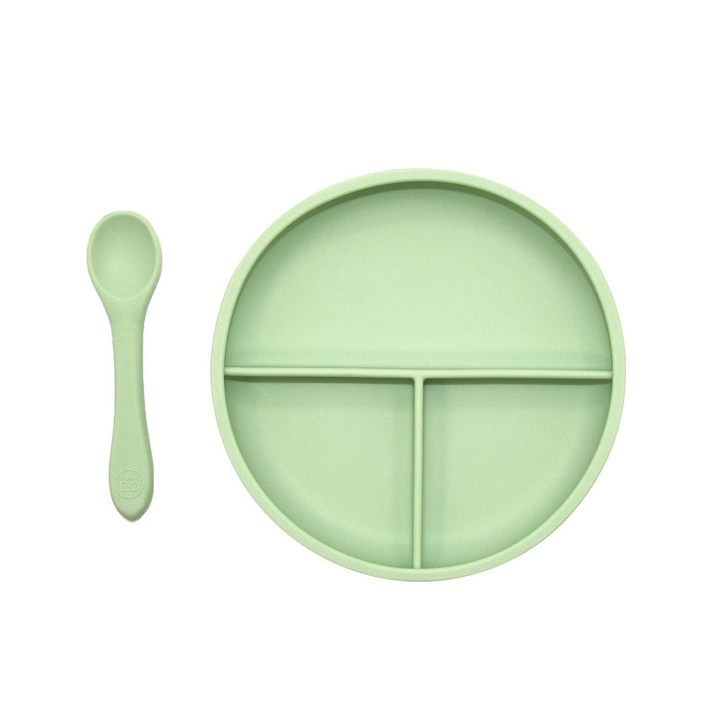 Suction Divider Plate & Spoon Set | Mint - OB
