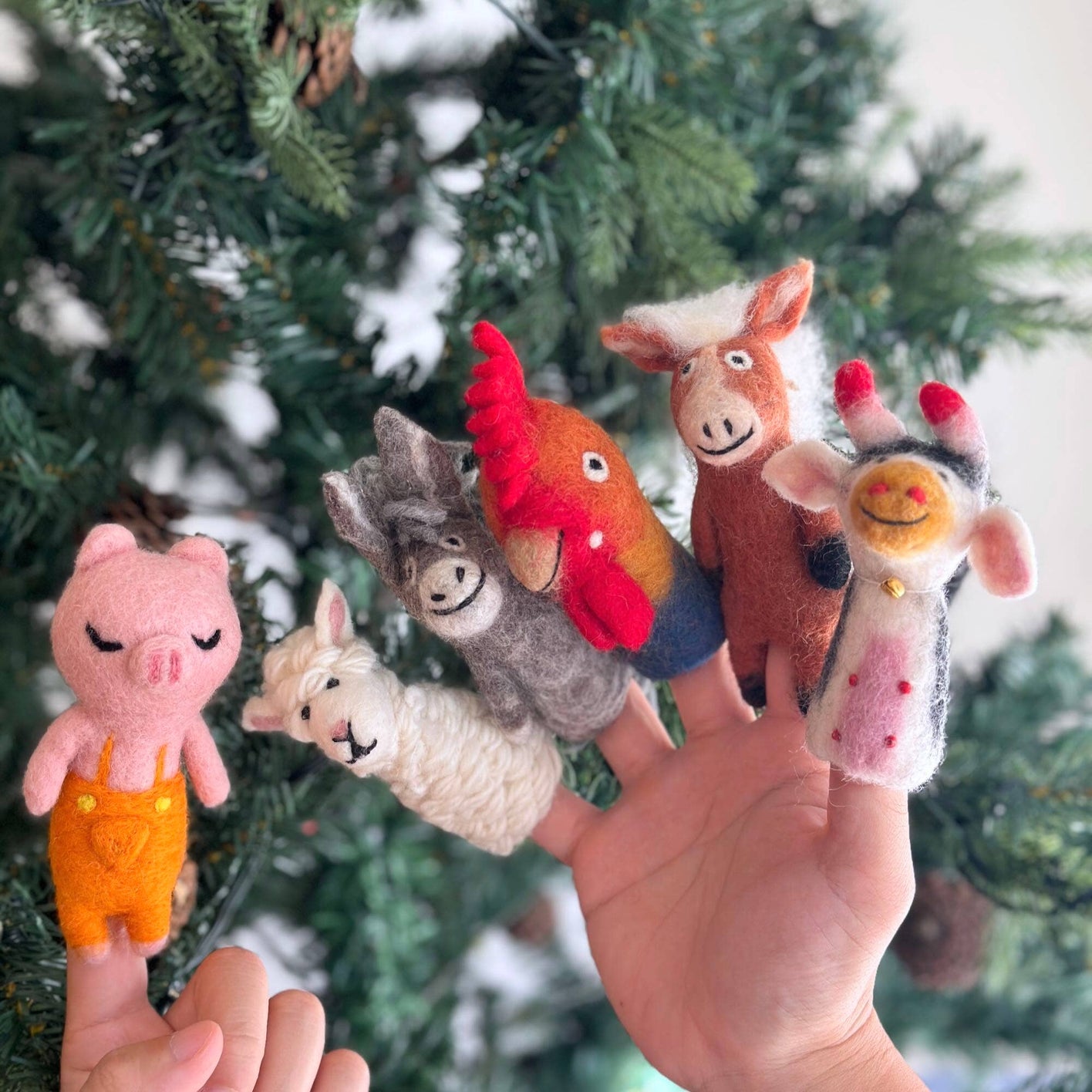 Felt Farm Animal Finger Puppets - Set of 6