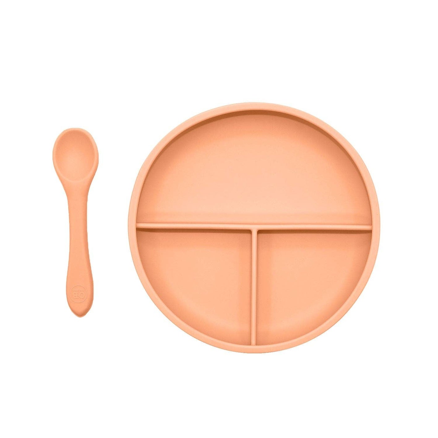 Suction Divider Plate & Spoon Set | Peach - OB